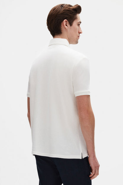 Ds Damat Regular Fit Ekru Pike Dokulu %100 Pamuk Polo Tişört