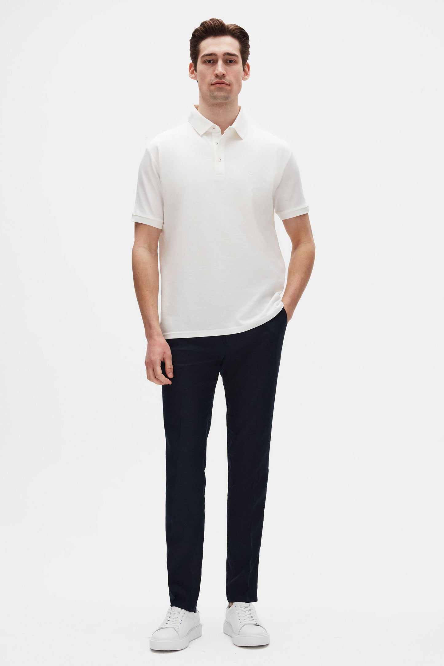 Ds Damat Regular Fit Ekru Pike Dokulu %100 Pamuk Polo Tişört