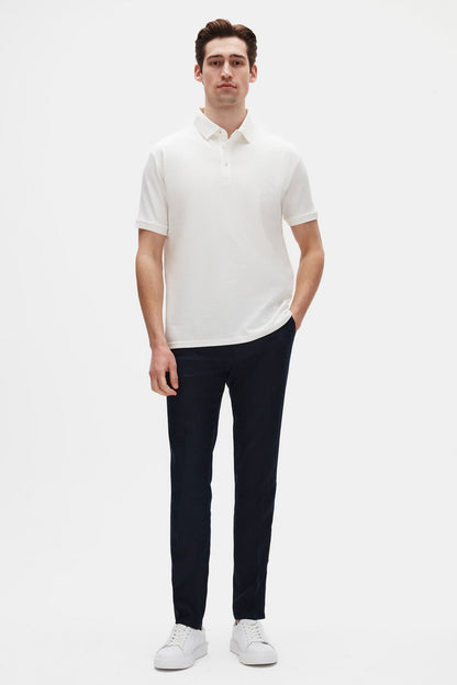 Ds Damat Regular Fit Ekru Pike Dokulu %100 Pamuk Polo Tişört