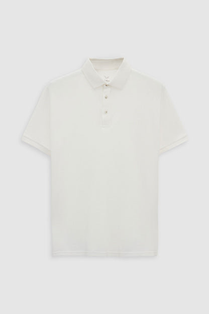 Ds Damat Regular Fit Ekru Pike Dokulu %100 Pamuk Polo Tişört