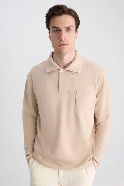 Ds Damat Regular Fit Bej Düz Sweatshirt