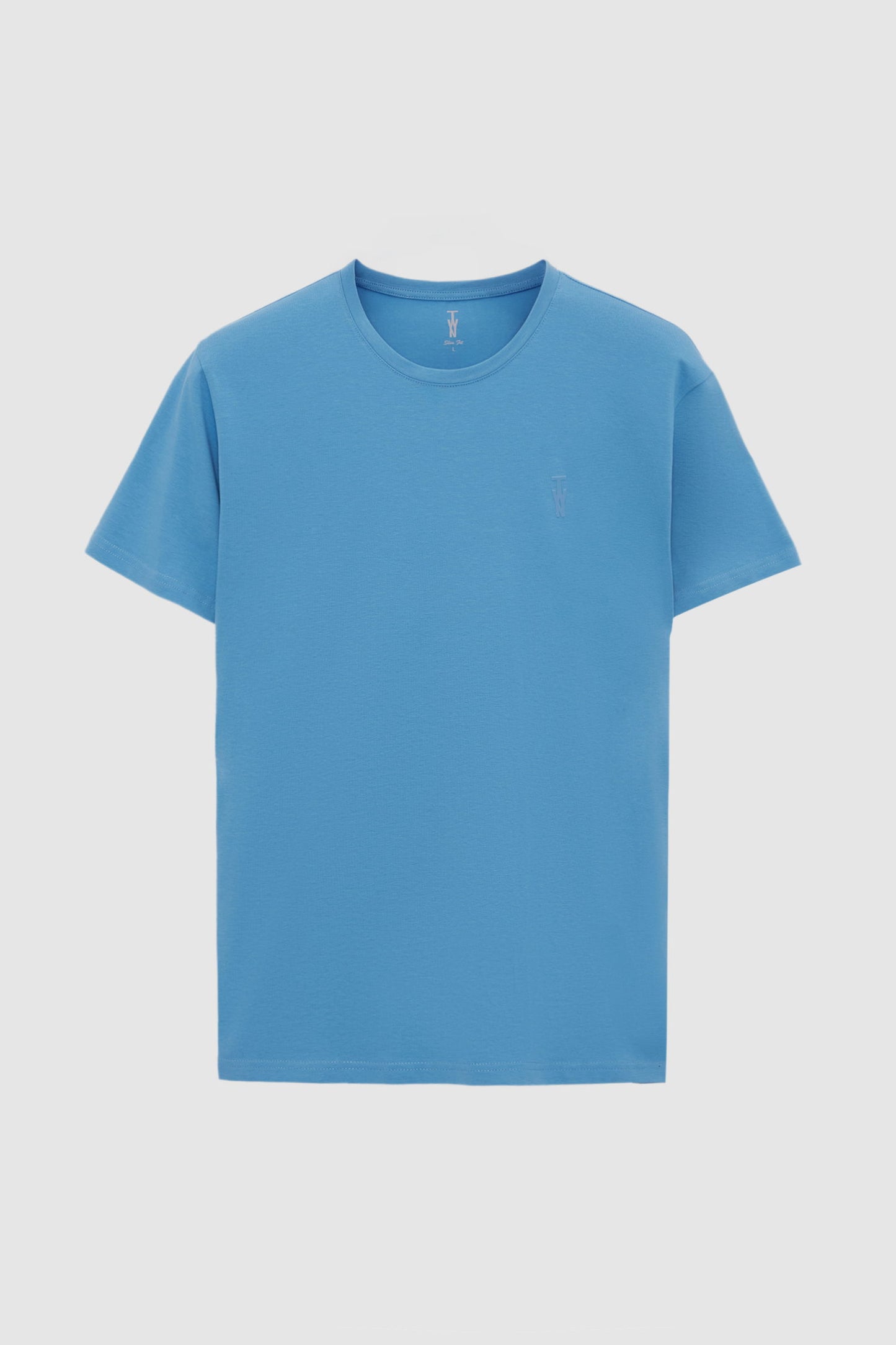Twn Slim Fit Indigo Düz Kabartma Baskılı T-shirt
