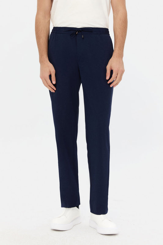 Ds Damat Comfort Fit Lacivert Düz Jogger Pantolon