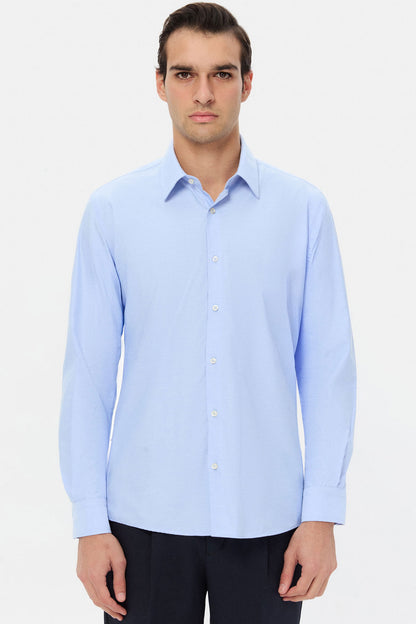 Twn Slim Fit Mavi Armürlü Gömlek
