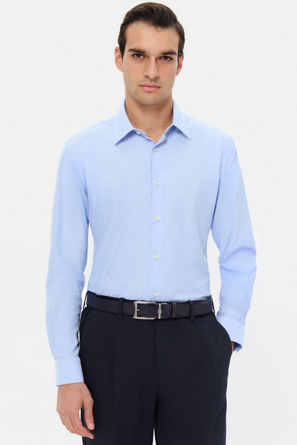 Twn Slim Fit Mavi Armürlü Gömlek