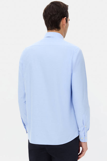 Twn Slim Fit Mavi Armürlü Gömlek