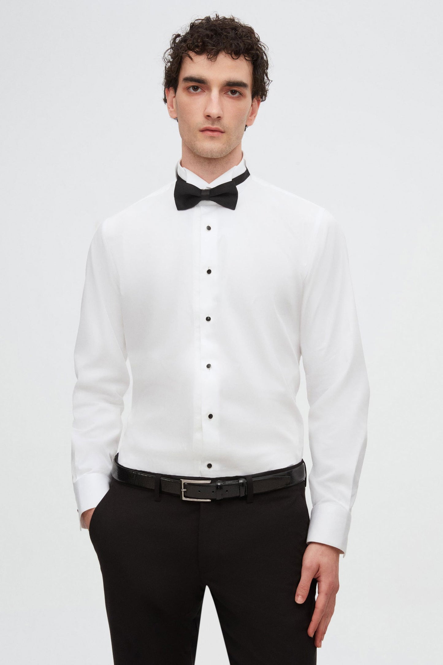Ds Damat Slim Fit Beyaz Düz Smokin Gömlek