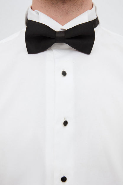 Ds Damat Slim Fit Beyaz Düz Smokin Gömlek