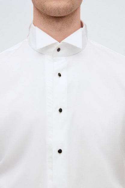 Ds Damat Slim Fit Beyaz Düz Smokin Gömlek