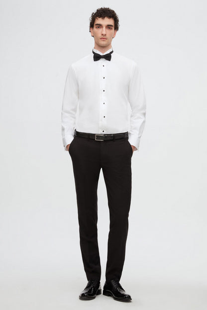 Ds Damat Slim Fit Beyaz Düz Smokin Gömlek