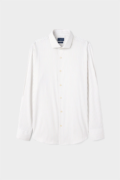 Ds Damat Slim Fit Bej Çizgili Gömlek