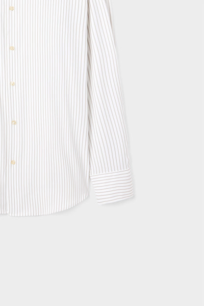Ds Damat Slim Fit Bej Çizgili Gömlek