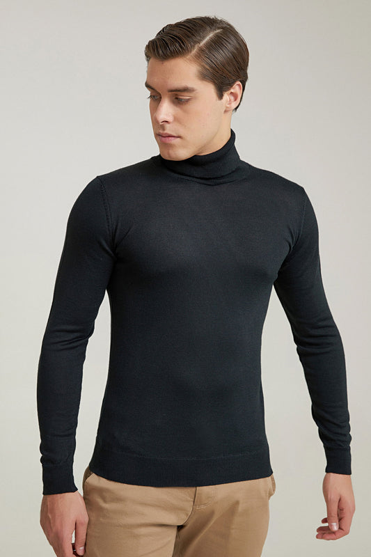 Ds Damat Regular Fit Siyah Düz Örgü Kazak