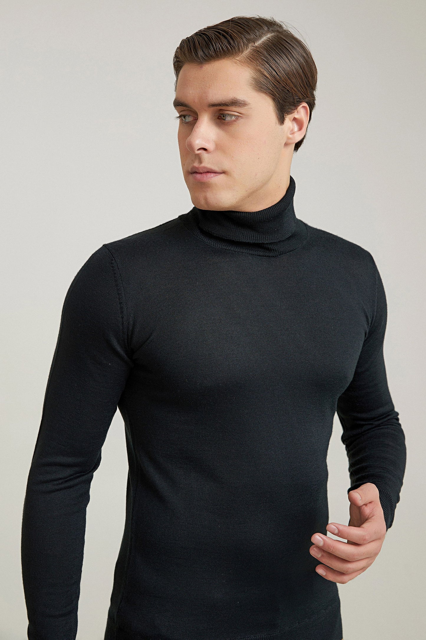 Ds Damat Regular Fit Siyah Düz Örgü Kazak