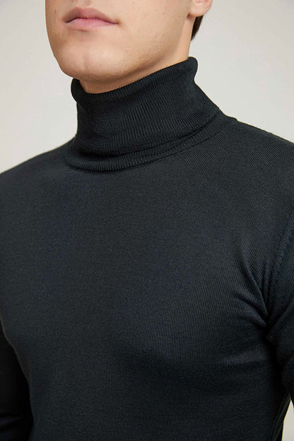 Ds Damat Regular Fit Siyah Düz Örgü Kazak