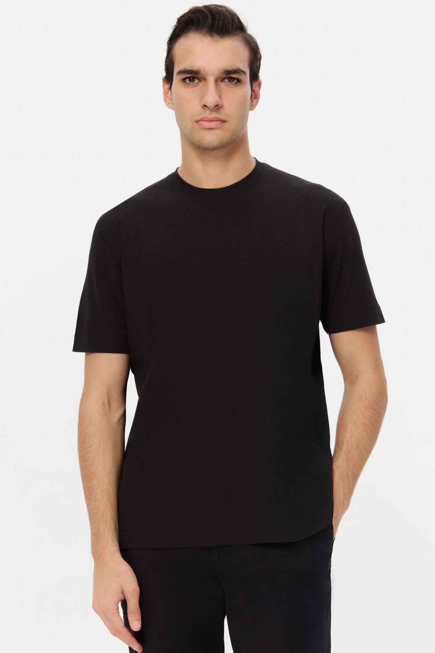 Ds Damat Regular Fit Siyah Düz T-shirt