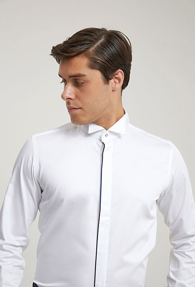 Twn Slim Fit Beyaz Düz Smokin Gömlek