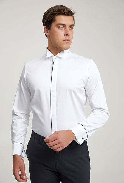 Twn Slim Fit Beyaz Düz Smokin Gömlek