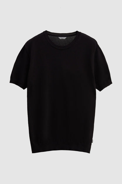 Twn Slim Fit Siyah Düz Örgü T-shirt