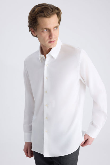 Ds Damat Slim Fit Beyaz Düz Gömlek