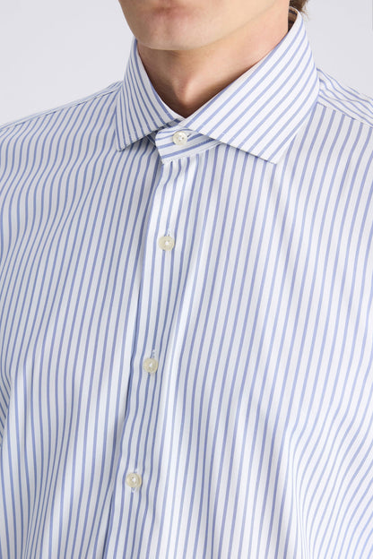 Ds Damat Slim Fit Lacivert Çizgili Gömlek