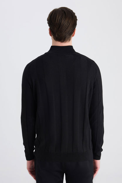 Ds Damat Regular Fit Siyah Düz Örgü Kazak