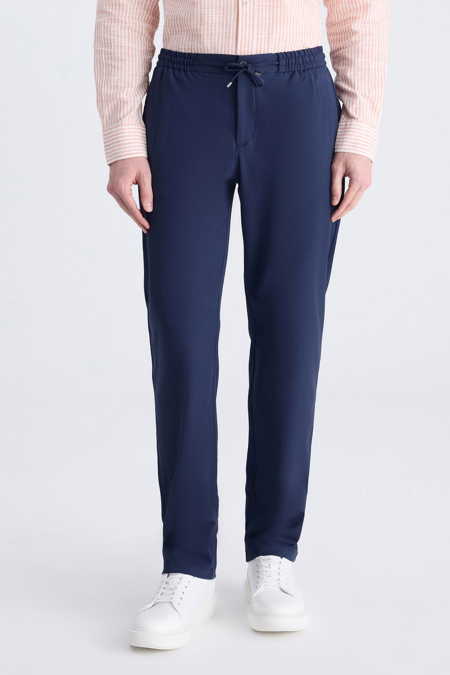 Ds Damat Relaxed Fit (pilesiz) Lacivert Diyogonal Tencel™-pamuk Karışımlı Likralı Jogger Pantolon