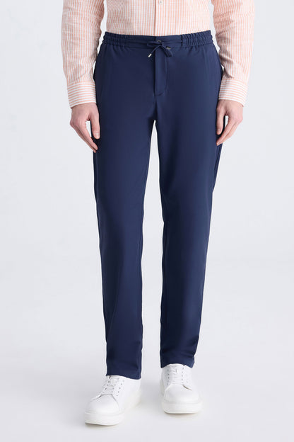 Ds Damat Relaxed Fit (pilesiz) Lacivert Diyogonal Tencel™-pamuk Karışımlı Likralı Jogger Pantolon