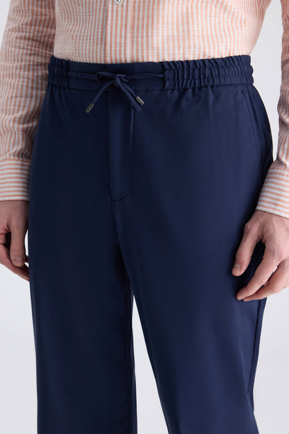 Ds Damat Relaxed Fit (pilesiz) Lacivert Diyogonal Tencel™-pamuk Karışımlı Likralı Jogger Pantolon