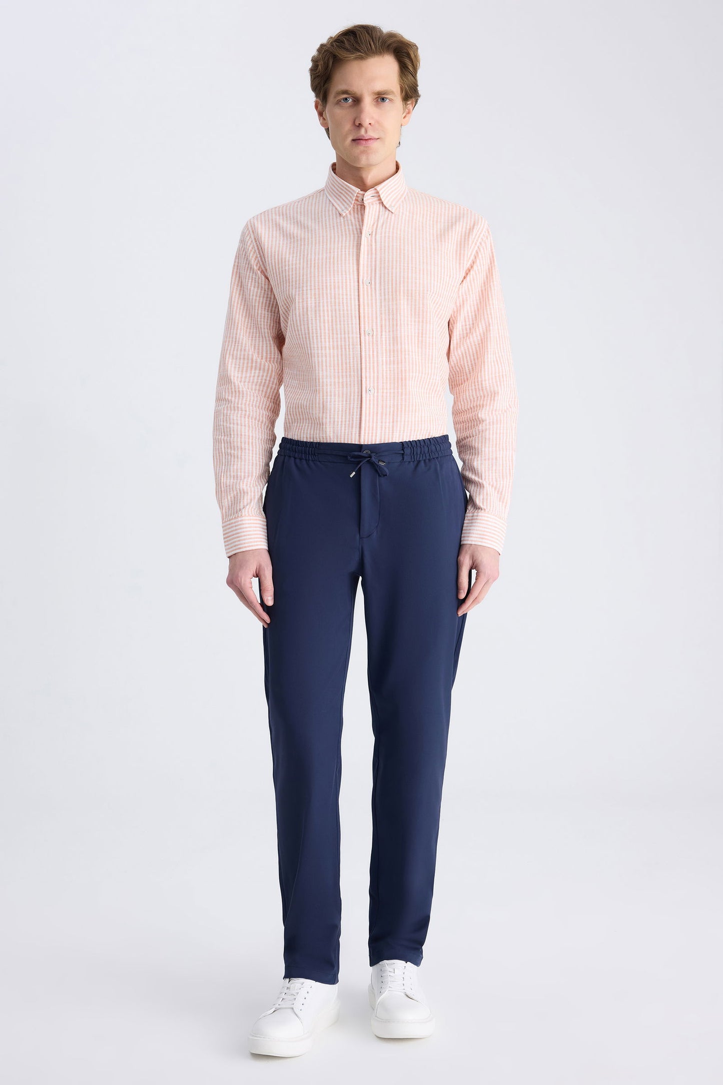 Ds Damat Relaxed Fit (pilesiz) Lacivert Diyogonal Tencel™-pamuk Karışımlı Likralı Jogger Pantolon