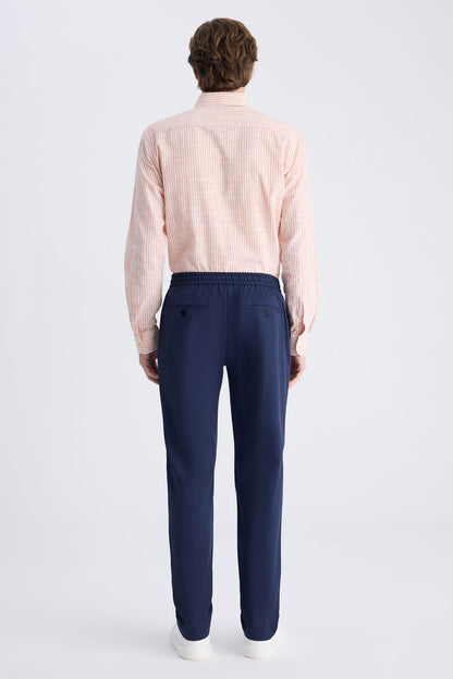 Ds Damat Relaxed Fit (pilesiz) Lacivert Diyogonal Tencel™-pamuk Karışımlı Likralı Jogger Pantolon