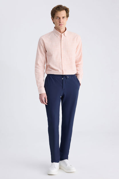 Ds Damat Relaxed Fit (pilesiz) Lacivert Diyogonal Tencel™-pamuk Karışımlı Likralı Jogger Pantolon