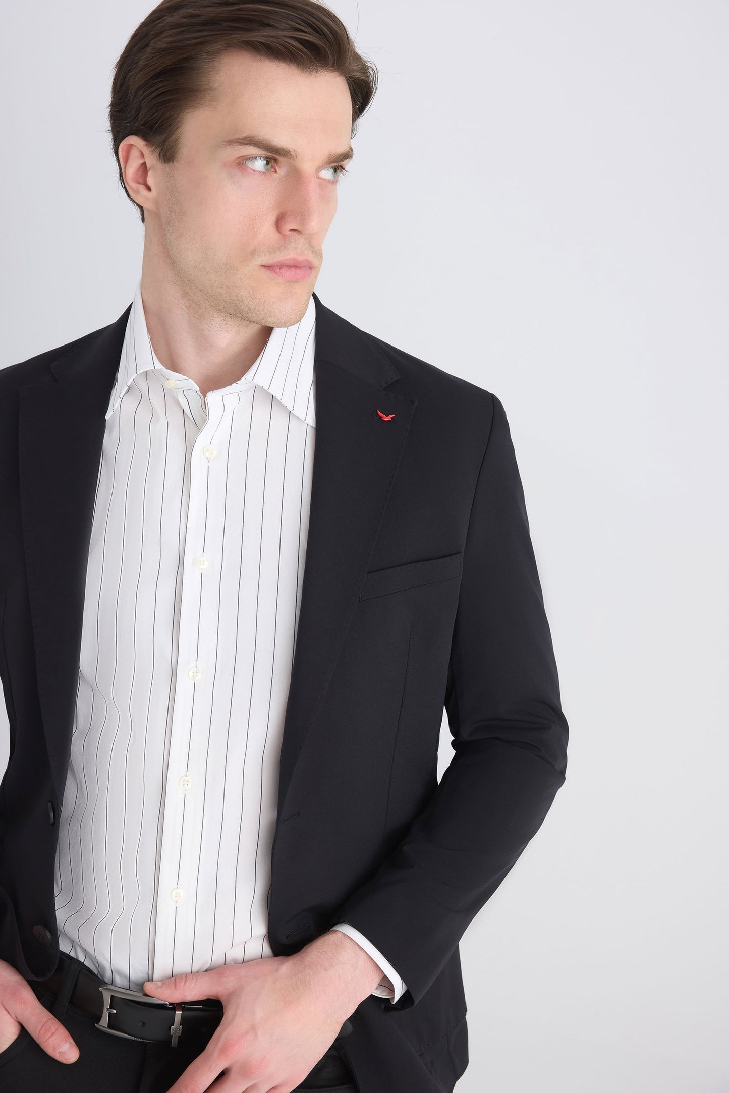 Ds Damat Slim Fit Beyaz Armürlü Gömlek