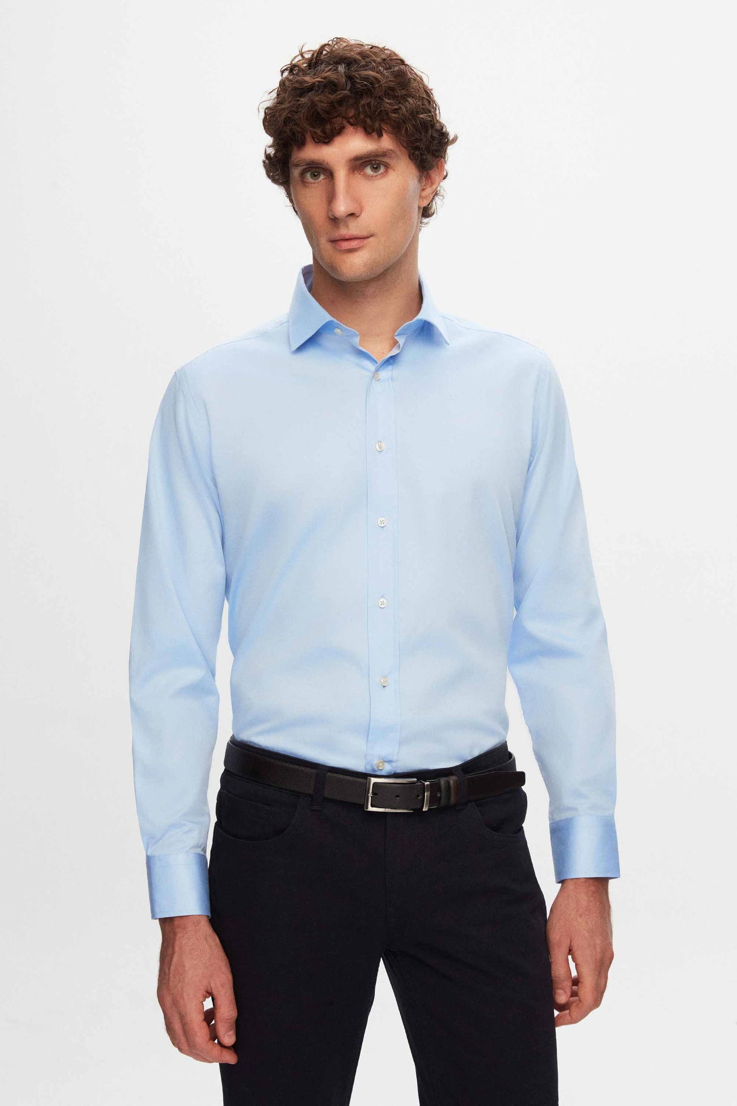Ds Damat Regular Fit Mavi Düz Nano Care Gömlek