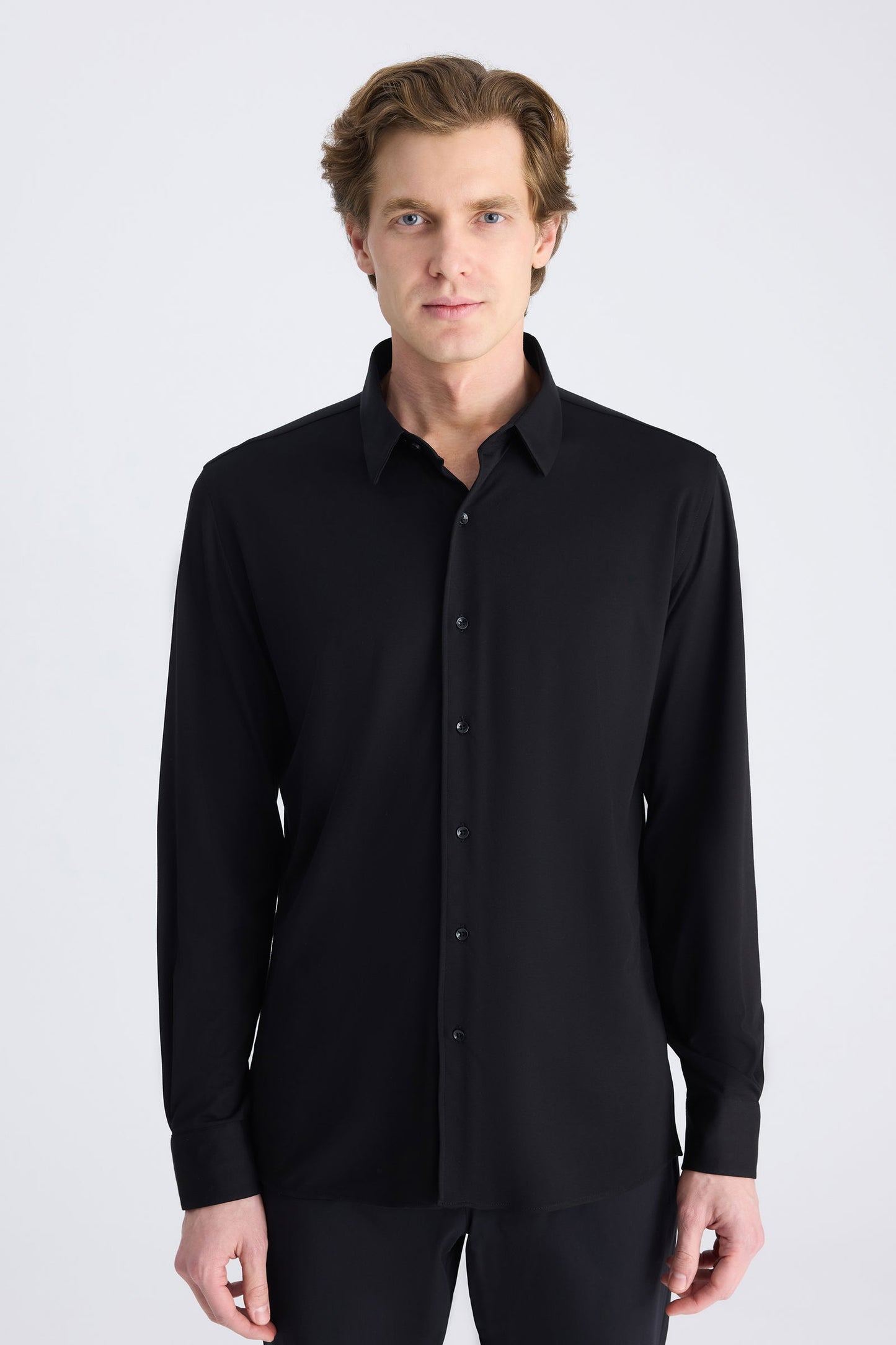 Ds Damat Slim Fit Siyah Örme Gömlek