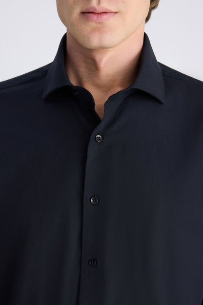 Ds Damat Slim Fit Siyah Armürlü Gömlek