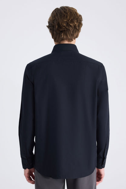 Ds Damat Slim Fit Siyah Armürlü Gömlek