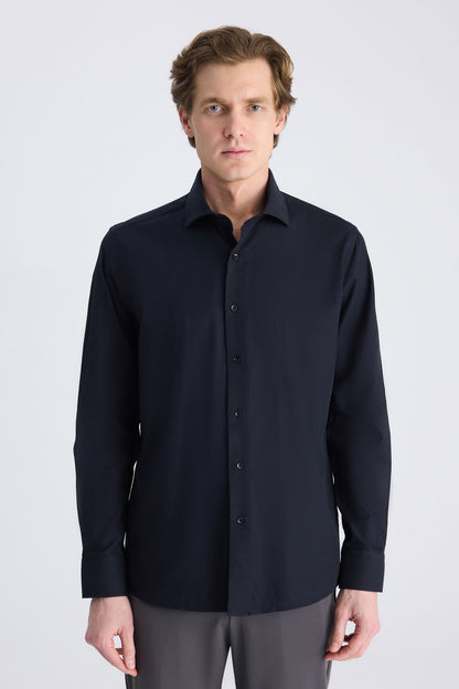 Ds Damat Slim Fit Siyah Armürlü Gömlek