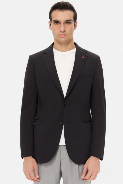 Twn Slim Fit Siyah Armürlü Kumaş Ceket