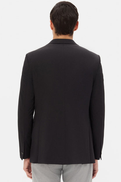 Twn Slim Fit Siyah Armürlü Kumaş Ceket