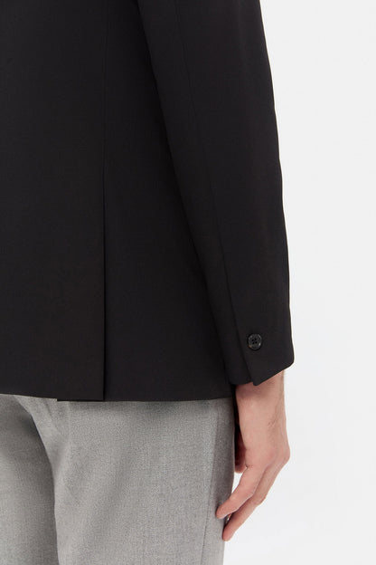 Twn Slim Fit Siyah Armürlü Kumaş Ceket
