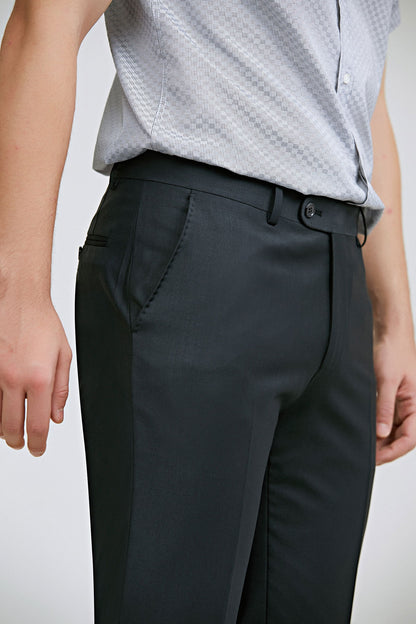 Ds Damat Regular Fit Siyah Düz Travel Kumaş Pantolon