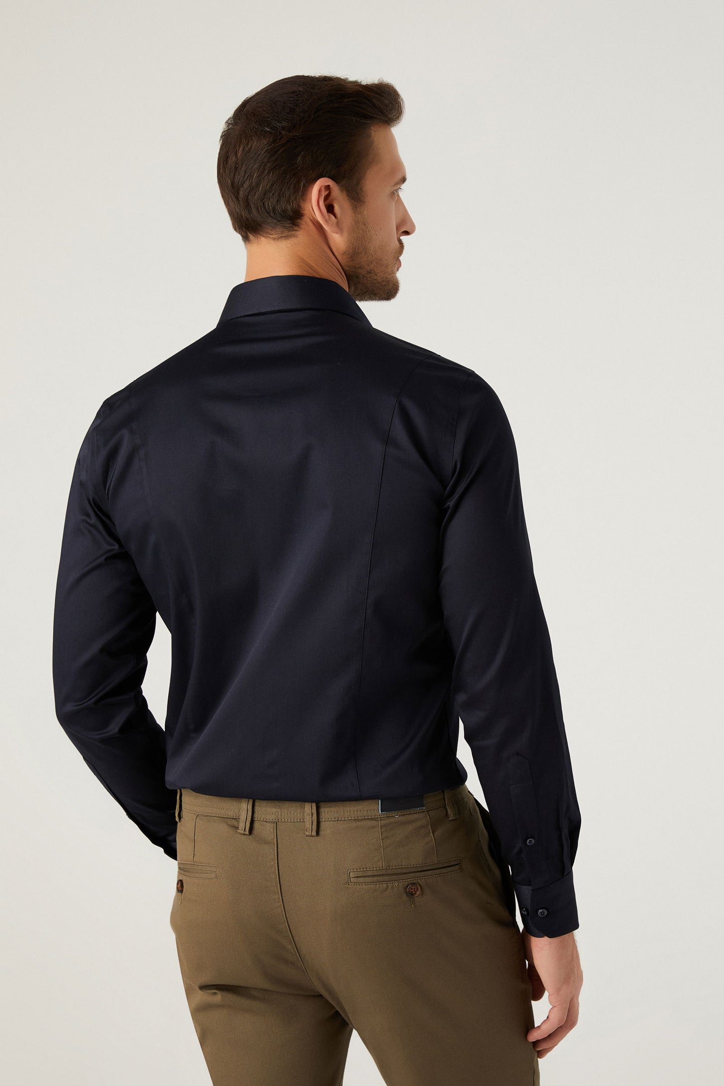 Ds Damat Slim Fit Lacivert Düz Gömlek