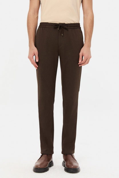 Ds Damat Slim Fit Kahverengi Örme Jogger Pantolon
