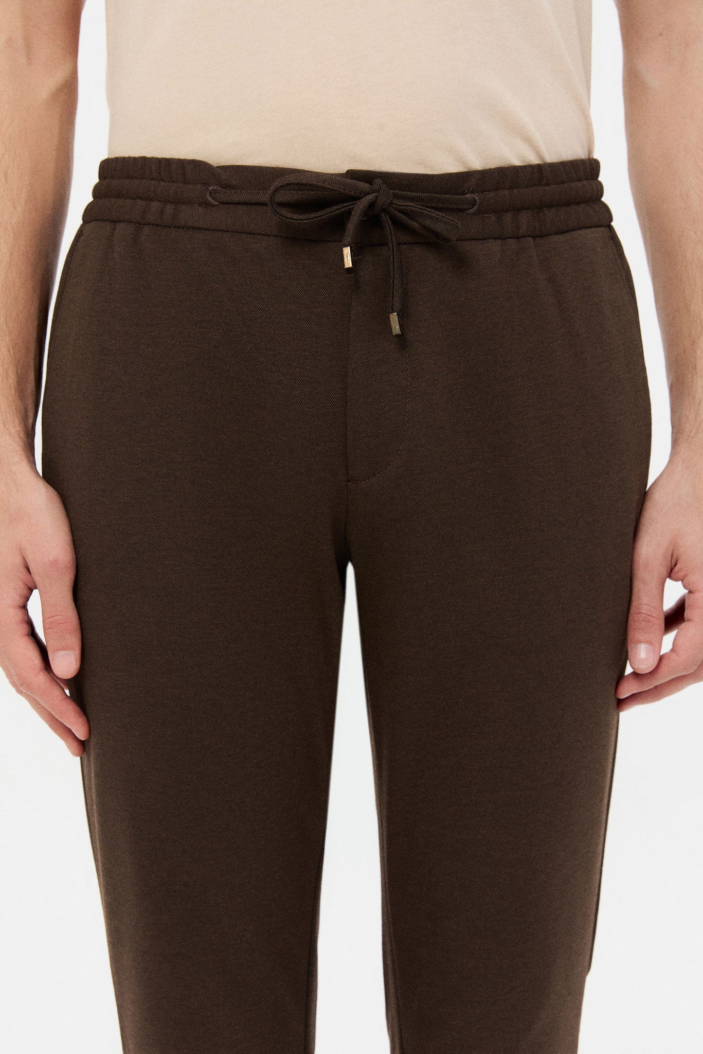 Ds Damat Slim Fit Kahverengi Örme Jogger Pantolon