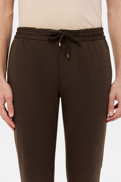 Ds Damat Slim Fit Kahverengi Örme Jogger Pantolon