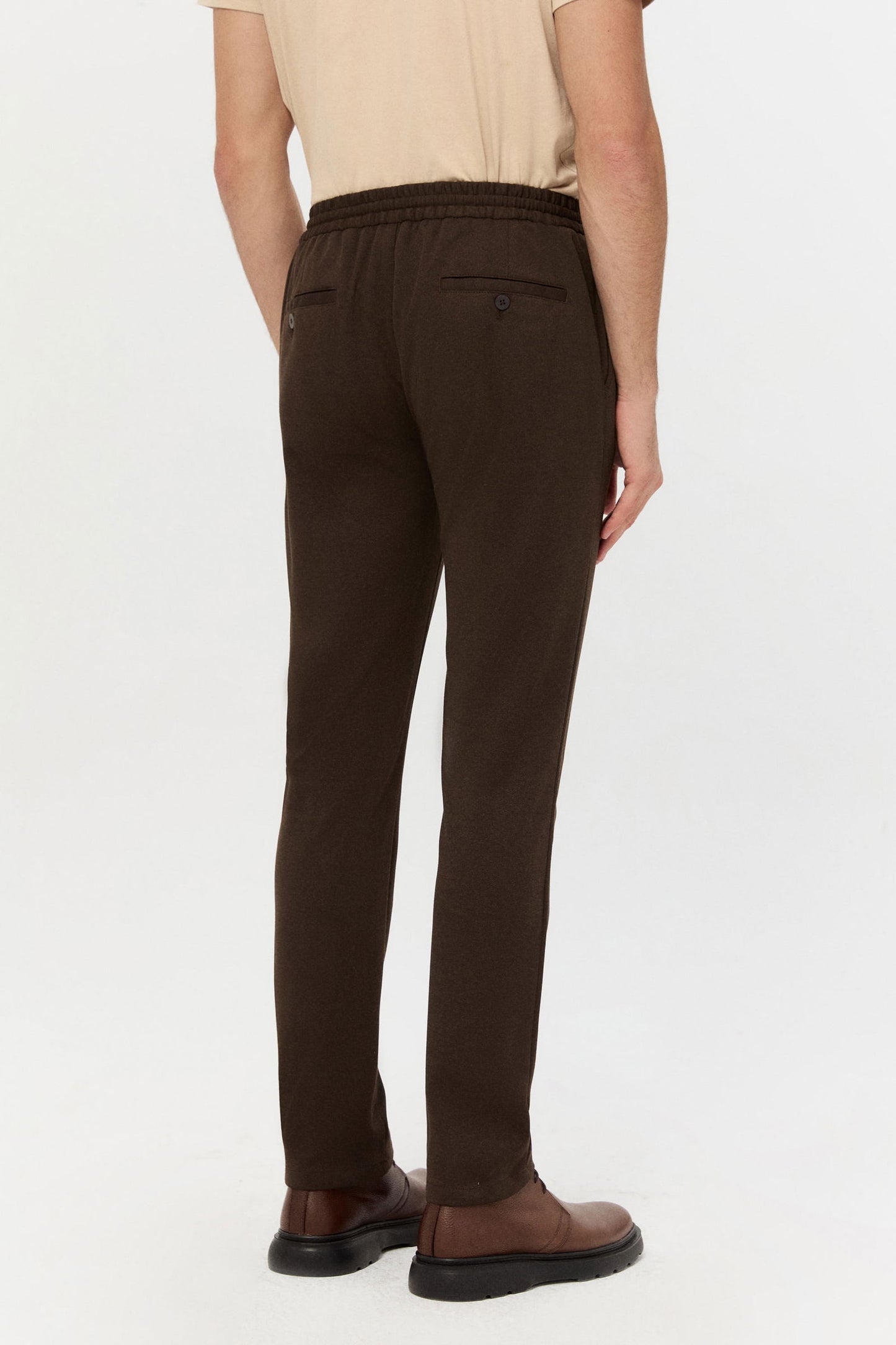 Ds Damat Slim Fit Kahverengi Örme Jogger Pantolon