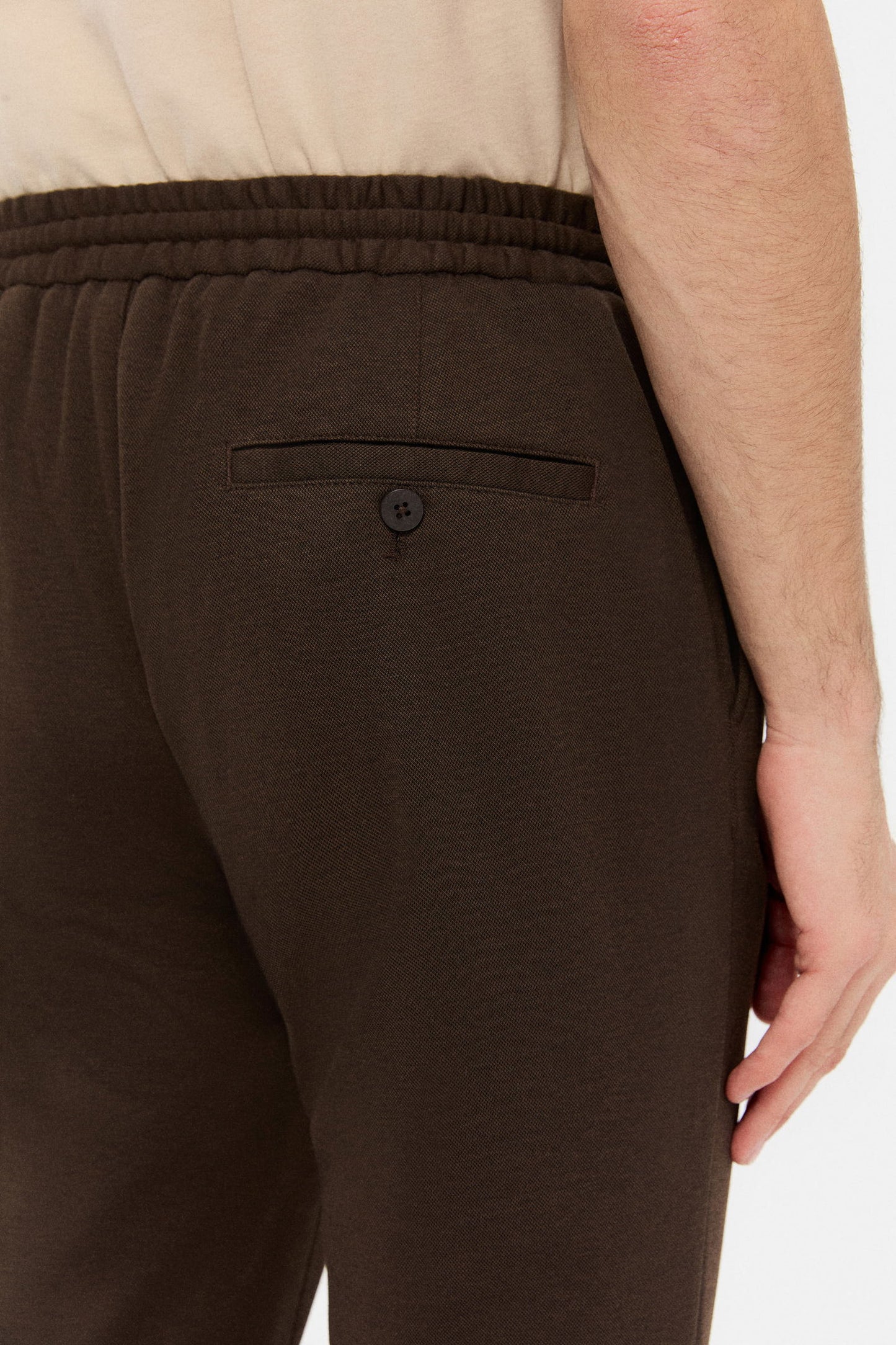 Ds Damat Slim Fit Kahverengi Örme Jogger Pantolon