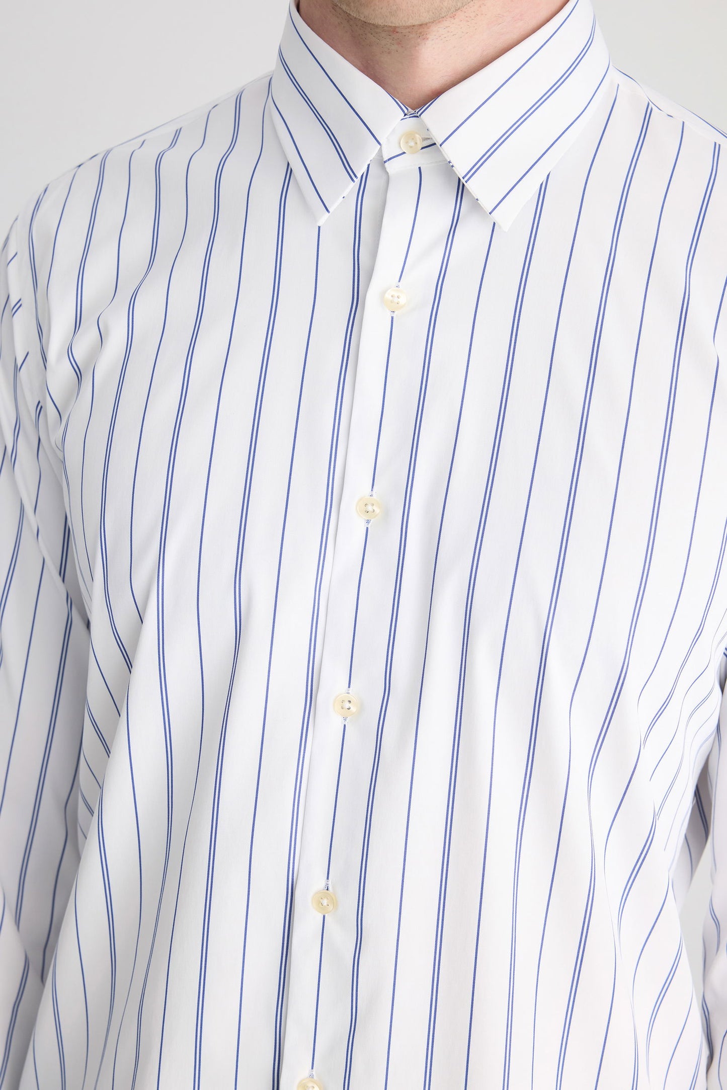Twn Slim Fit Beyaz Çizgili Gömlek