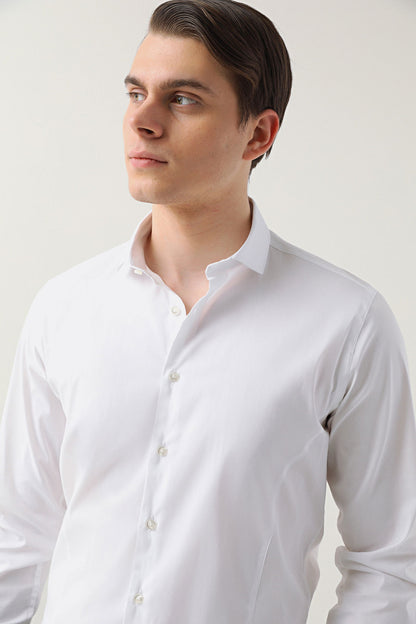 Twn Slim Fit Beyaz Düz Gömlek